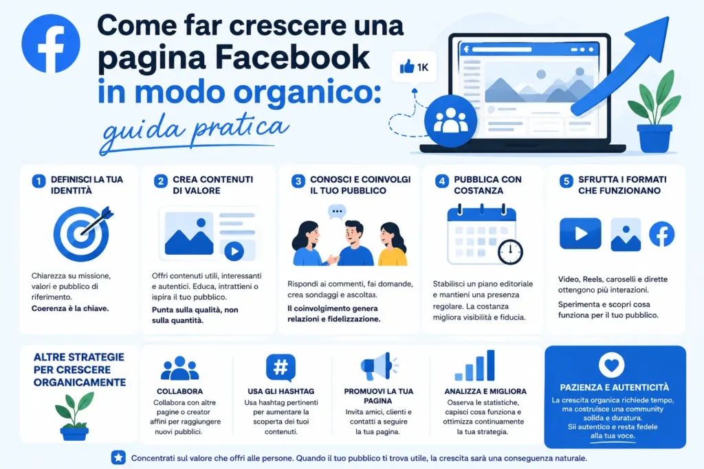 Come far crescere una pagina Facebook in modo organico guida pratica
